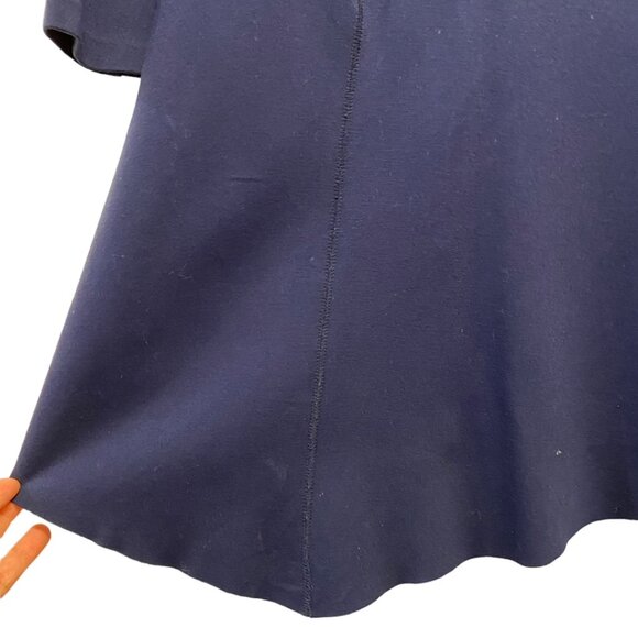 Vince Camuto Asymmetrical Indigo Blue Long Sleeve Raw Hem Dress - 4 - Picture 3 of 5